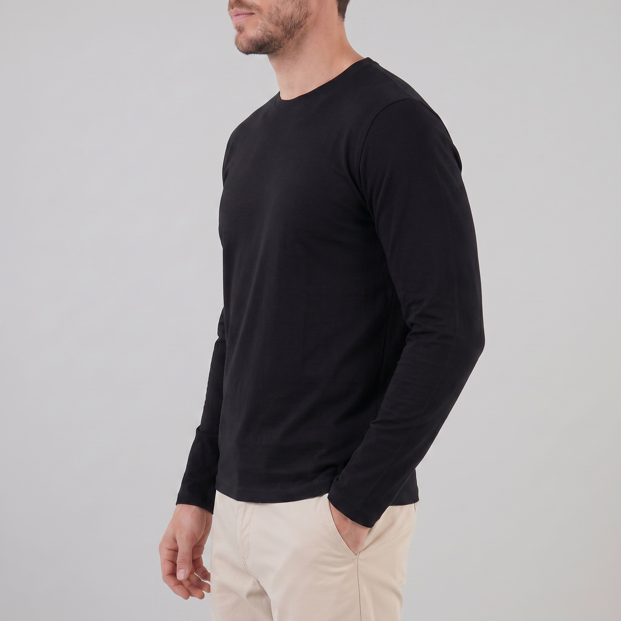 Herren Langarm Rundhals Pullover