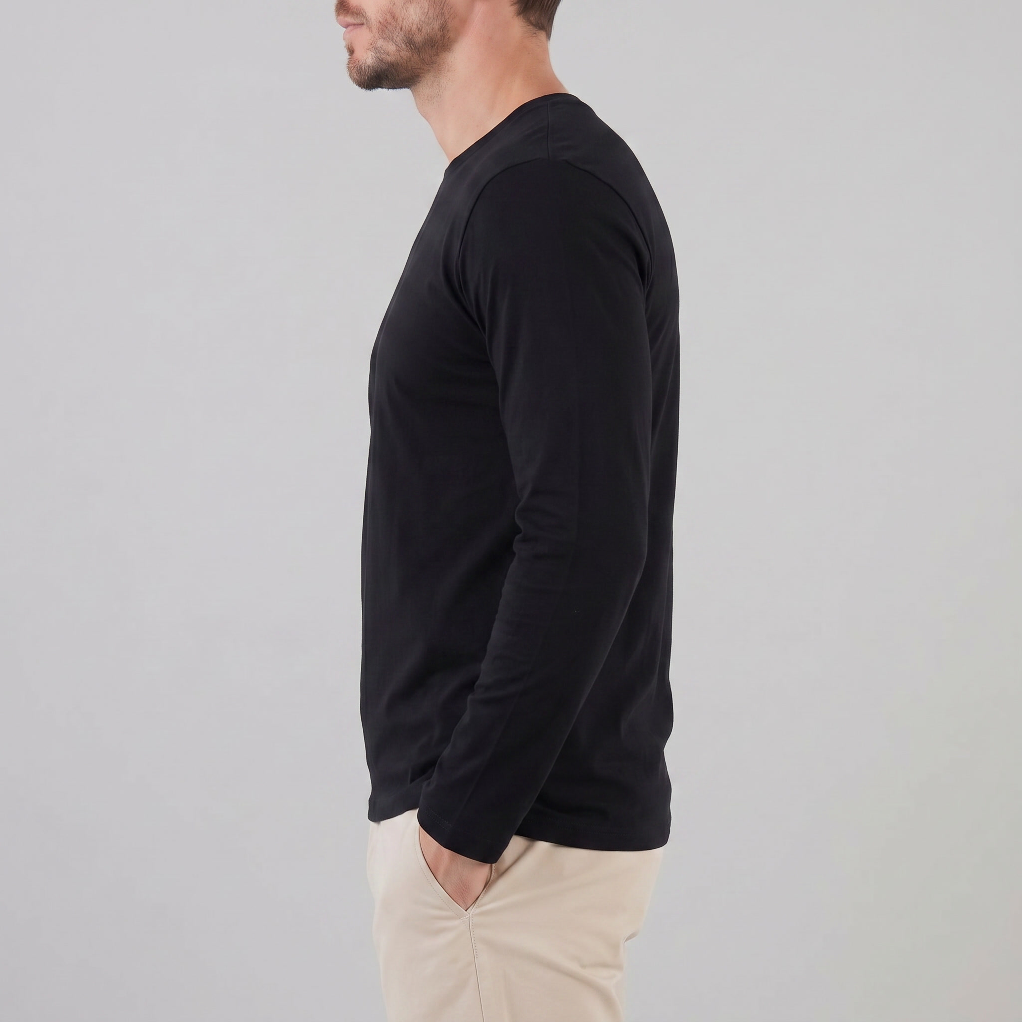 Herren Langarm Rundhals Pullover