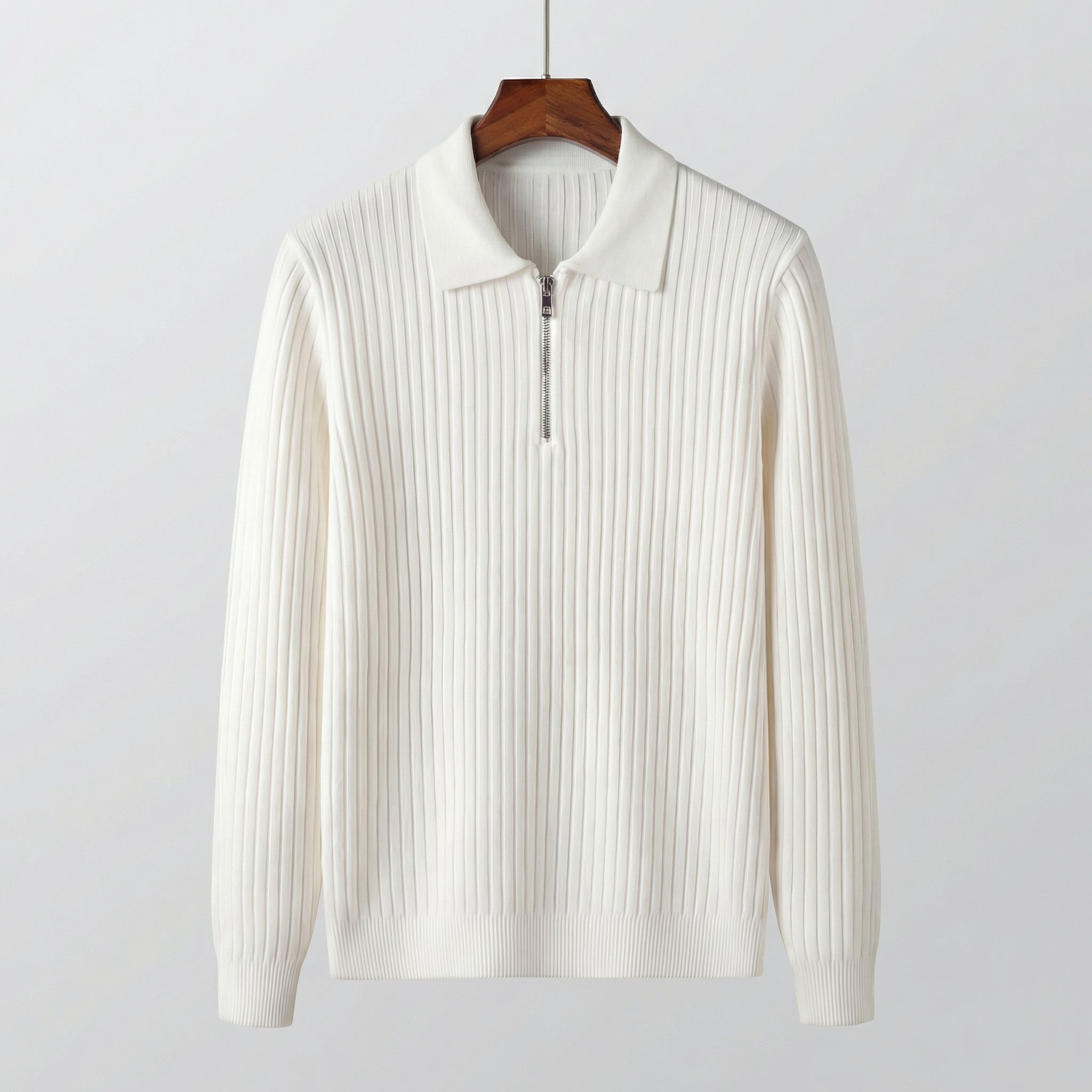Herren Langärmliger Reißverschluss Polo Pullover