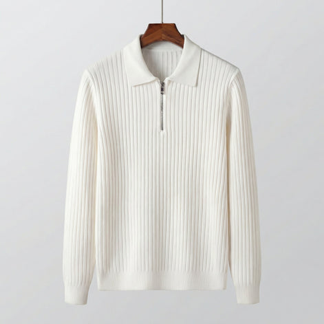 Herren Langärmliger Reißverschluss Polo Pullover