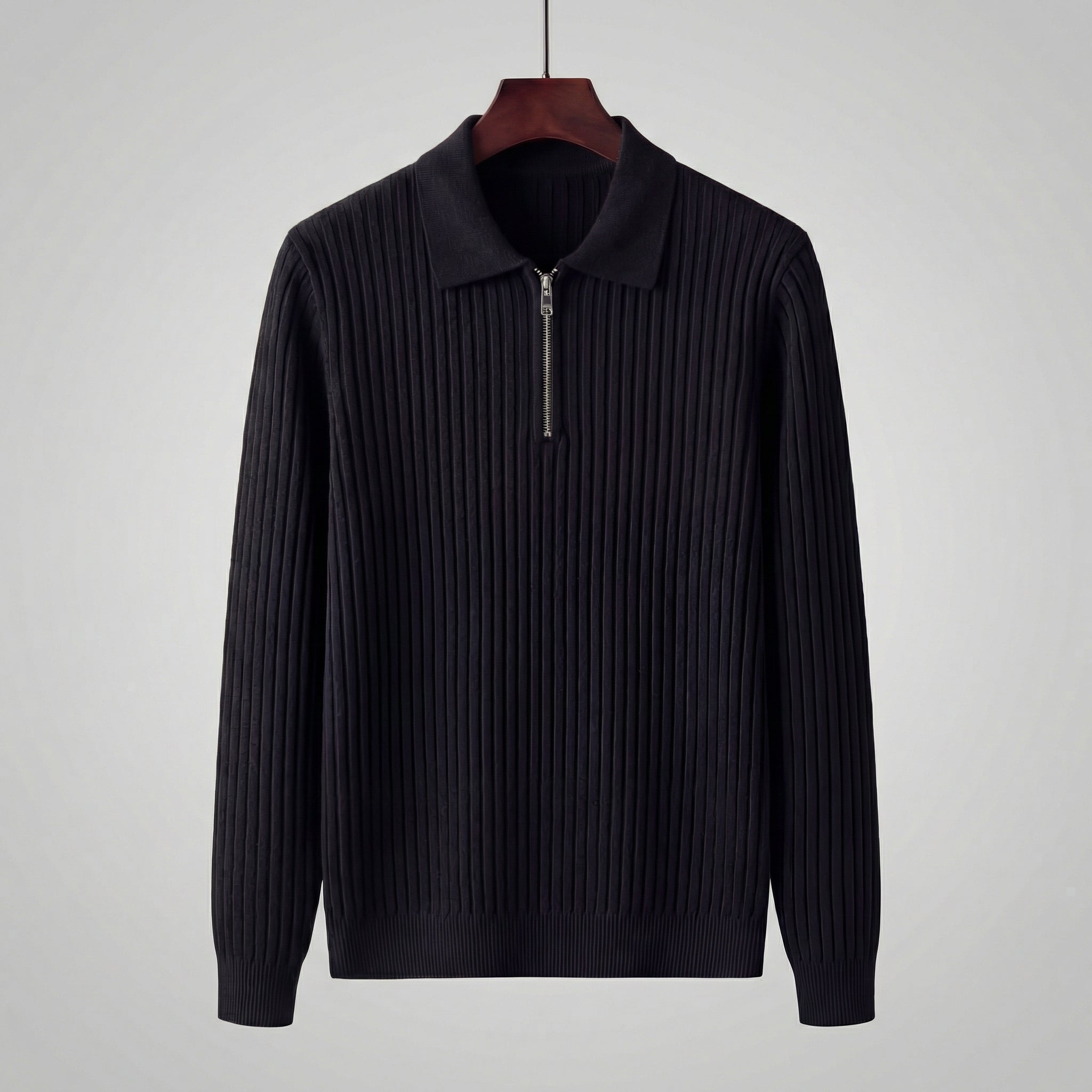 Herren Langärmliger Reißverschluss Polo Pullover