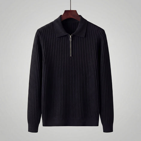Herren Langärmliger Reißverschluss Polo Pullover