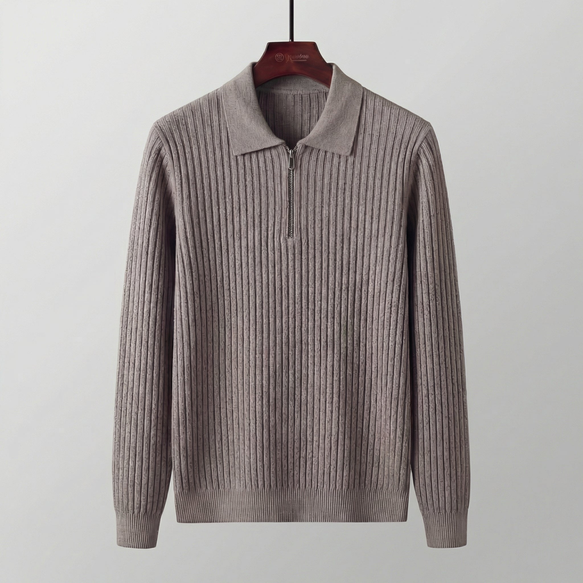 Herren Langärmliger Reißverschluss Polo Pullover