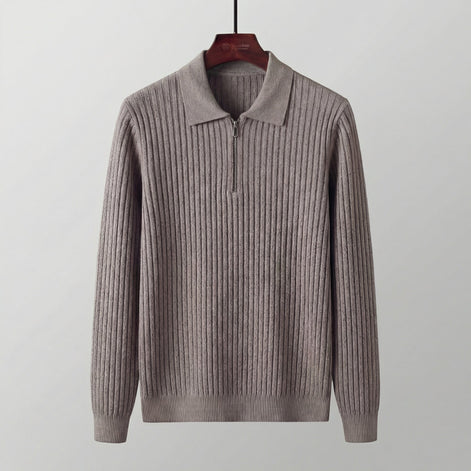 Herren Langärmliger Reißverschluss Polo Pullover