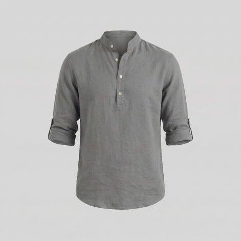 Herren Locker Geschnittenes Henley Hemd Mit Kragen