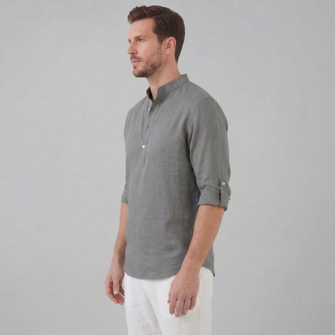 Herren Locker Geschnittenes Henley Hemd Mit Kragen