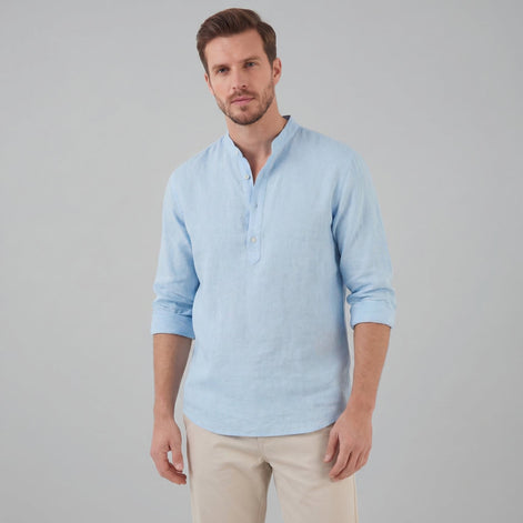 Herren Locker Geschnittenes Henley Hemd Mit Kragen