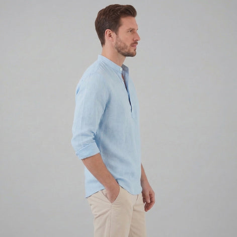 Herren Locker Geschnittenes Henley Hemd Mit Kragen