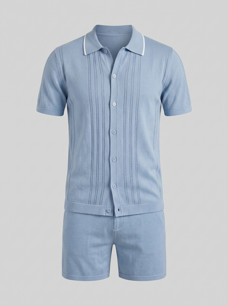 Herren Strick Loungewear Zwei Teile Set