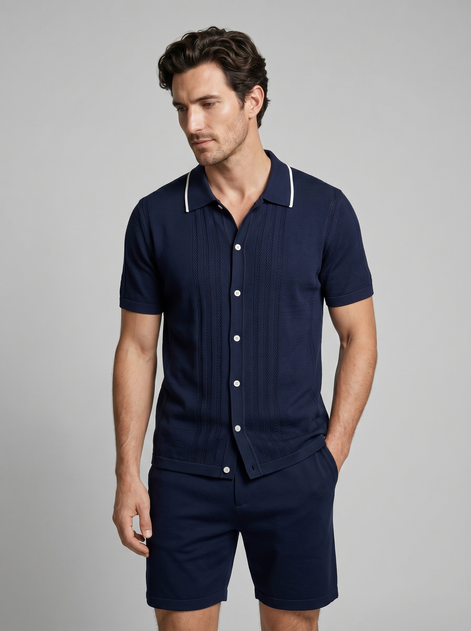 Herren Strick Loungewear Zwei Teile Set