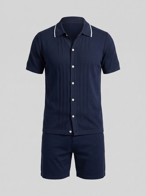 Herren Strick Loungewear Zwei Teile Set