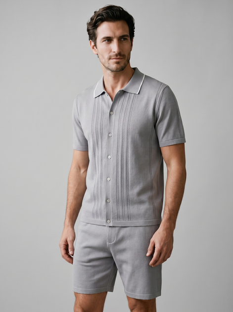 Herren Strick Loungewear Zwei Teile Set