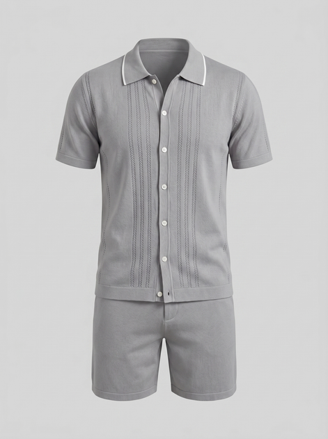 Herren Strick Loungewear Zwei Teile Set