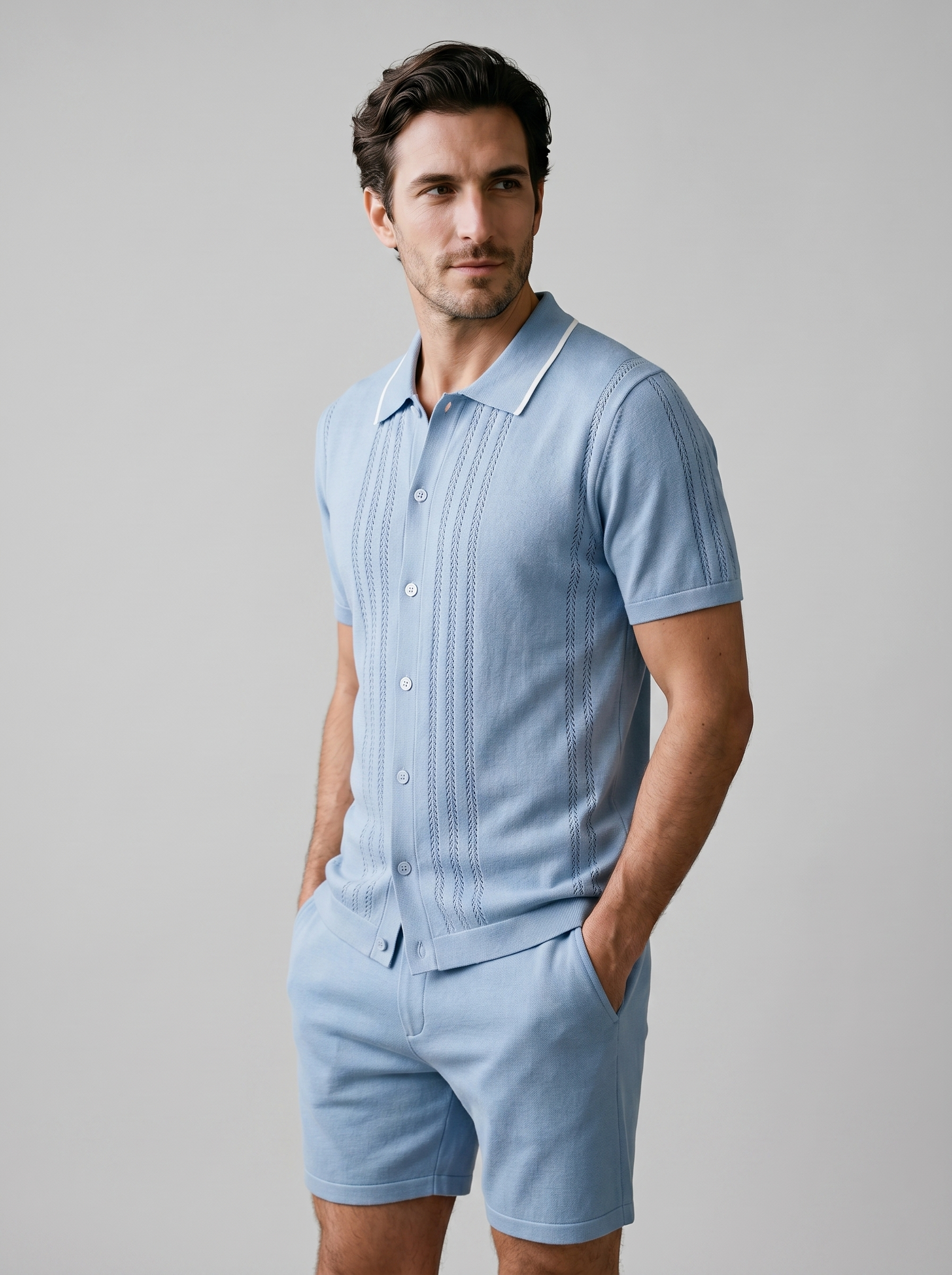 Herren Strick Loungewear Zwei Teile Set