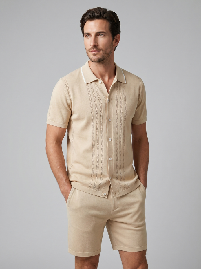 Herren Strick Loungewear Zwei Teile Set