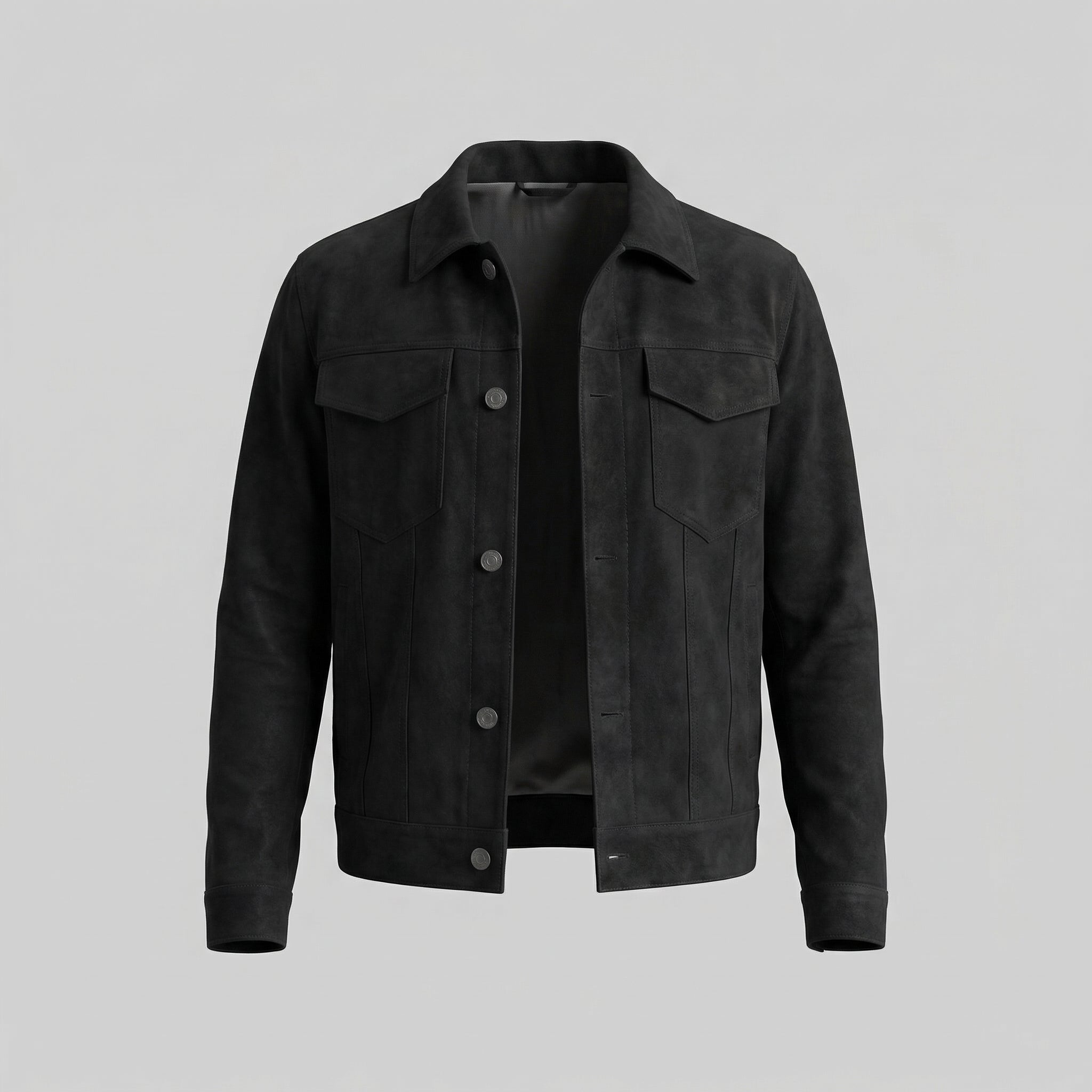 Herren Minimalistische Jacke Mit Knopfverschluss