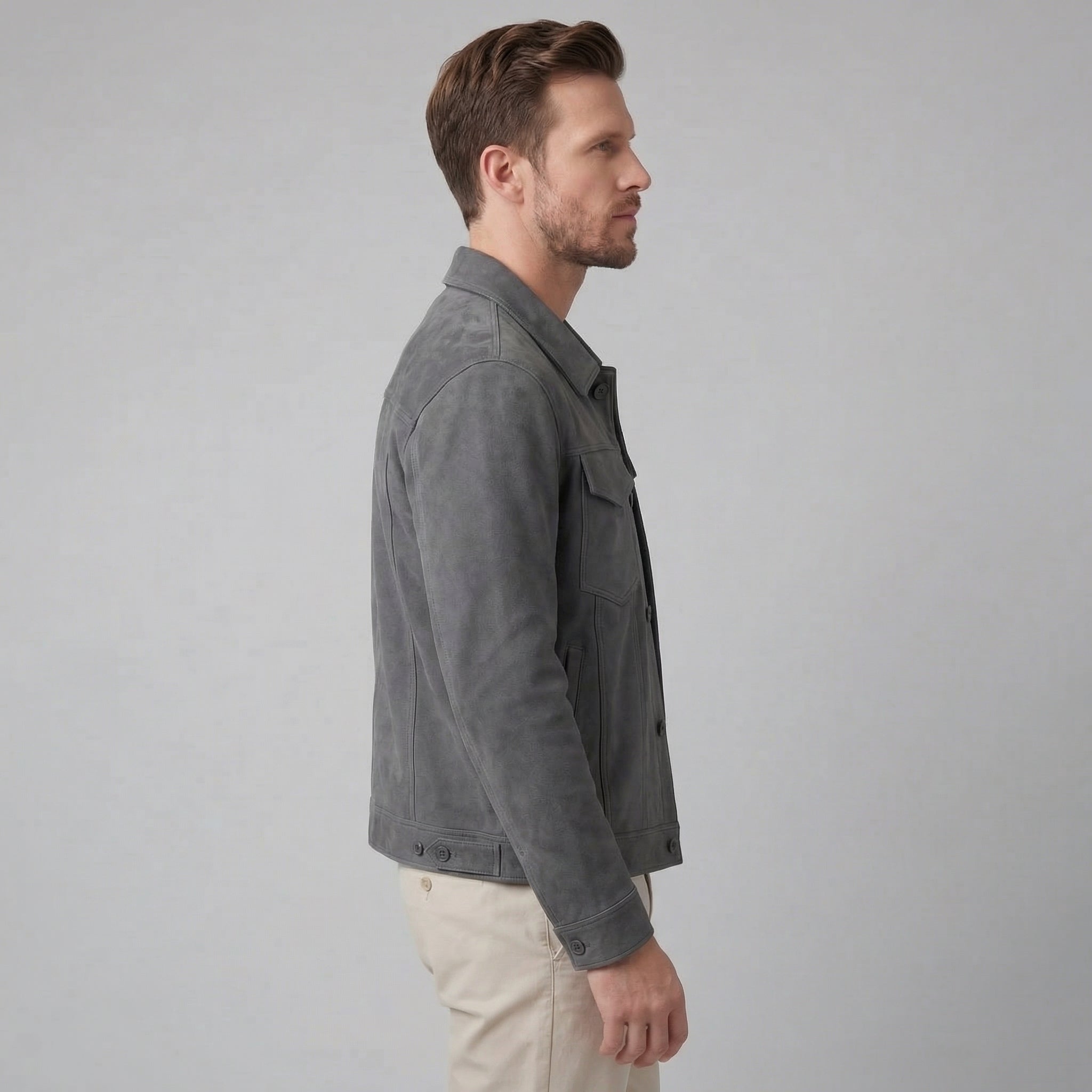 Herren Minimalistische Jacke Mit Knopfverschluss