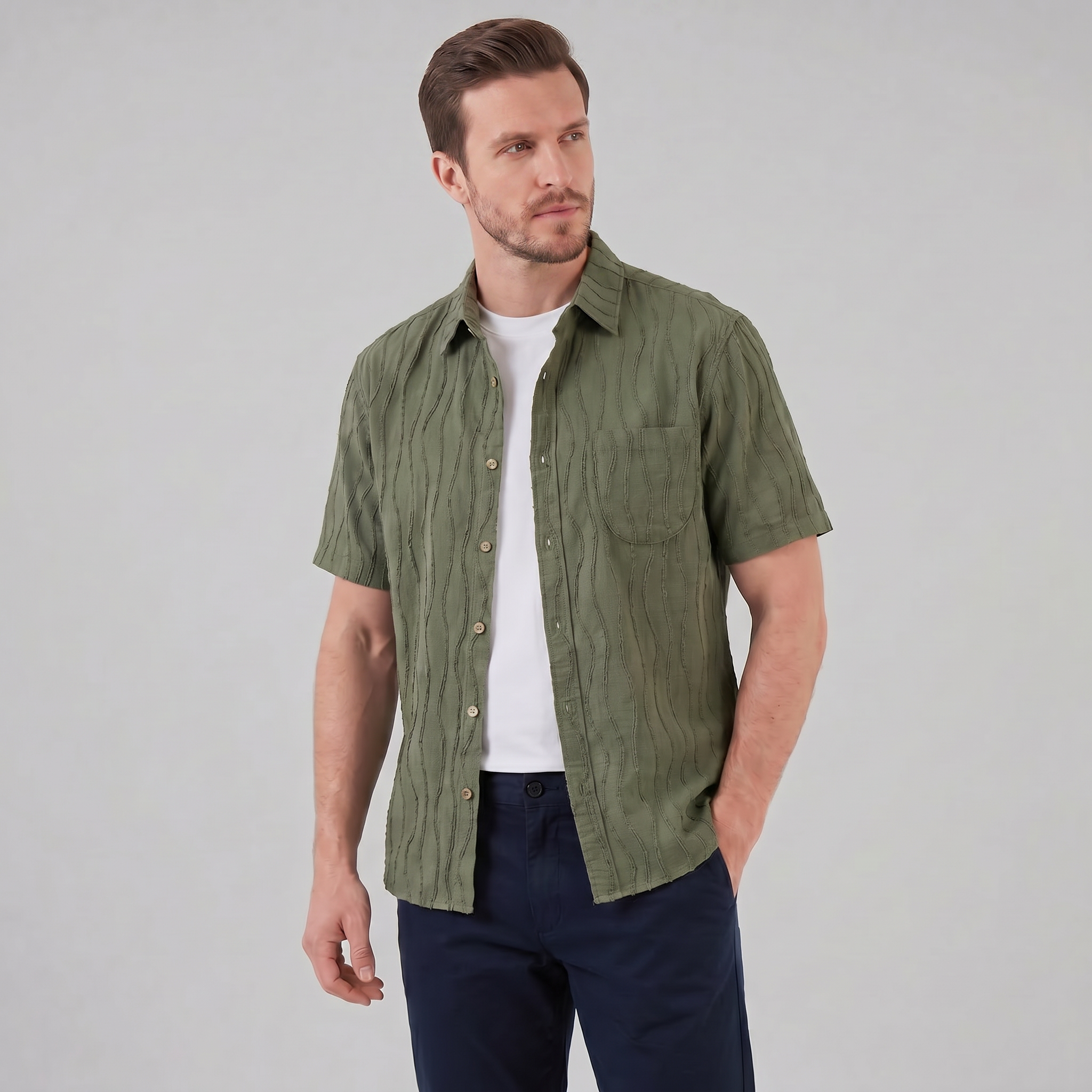 Herren Minimalistisches Wellen-Sommerhemd