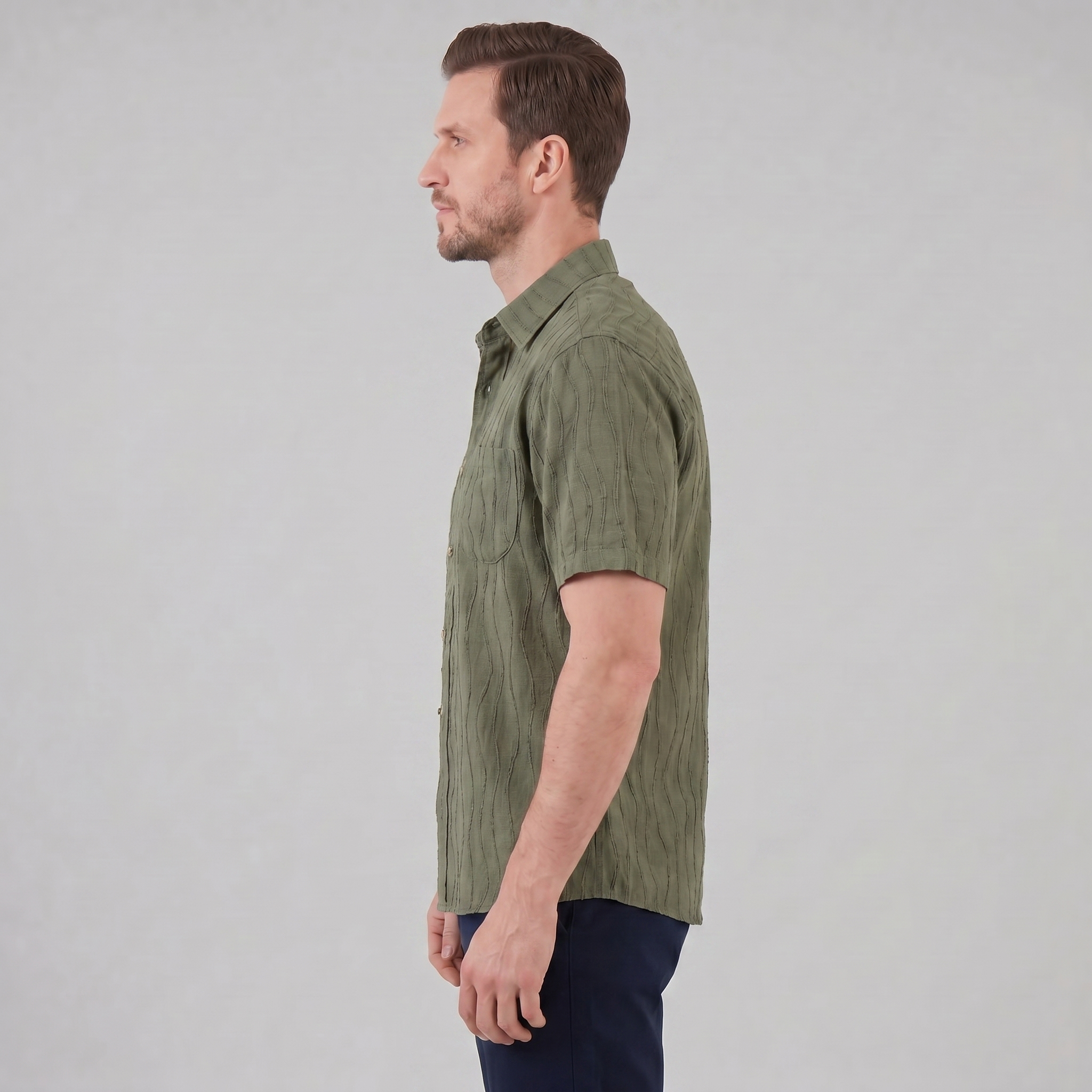 Herren Minimalistisches Wellen-Sommerhemd