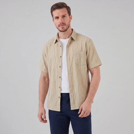 Herren Minimalistisches Wellen-Sommerhemd