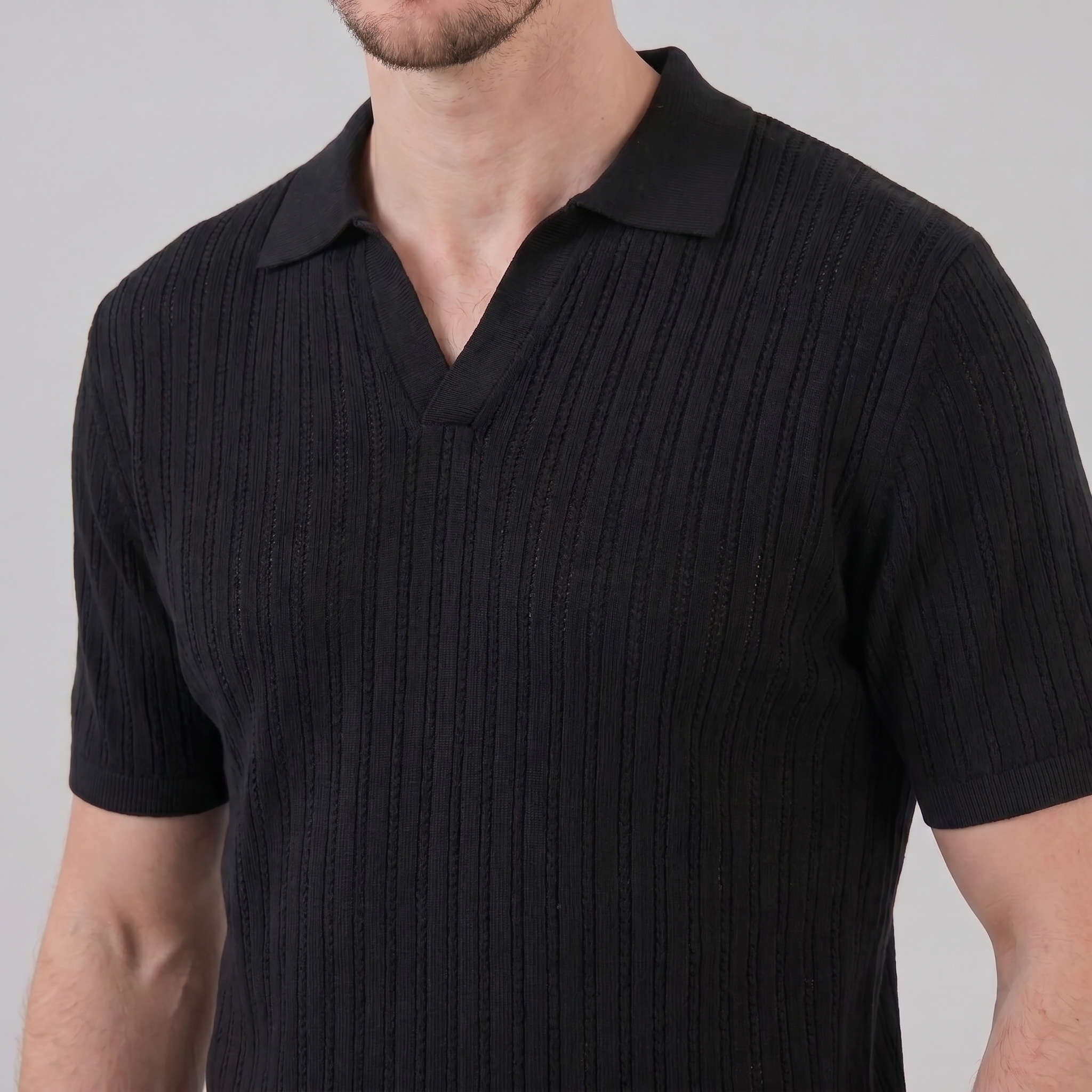 Herren Sommer Polohemd Mit Offenem Kragen