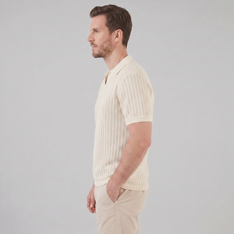 Herren Sommer Polohemd Mit Offenem Kragen