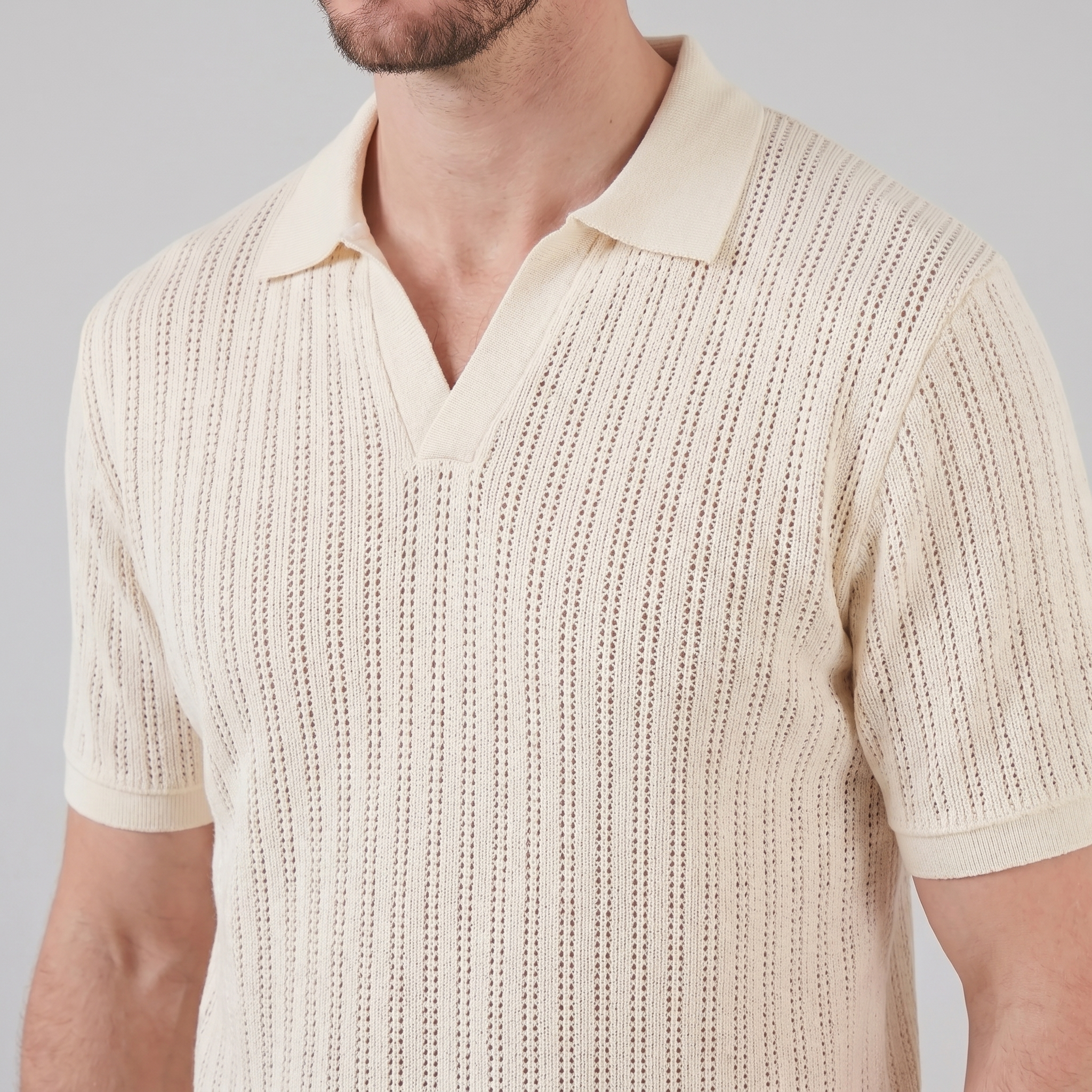 Herren Sommer Polohemd Mit Offenem Kragen