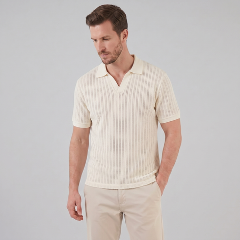 Herren Sommer Polohemd Mit Offenem Kragen