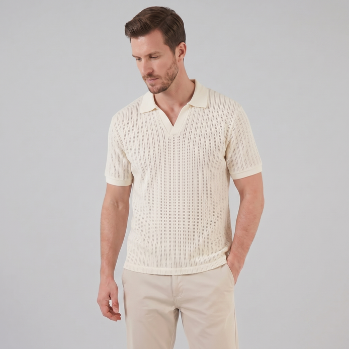 Herren Sommer Polohemd Mit Offenem Kragen