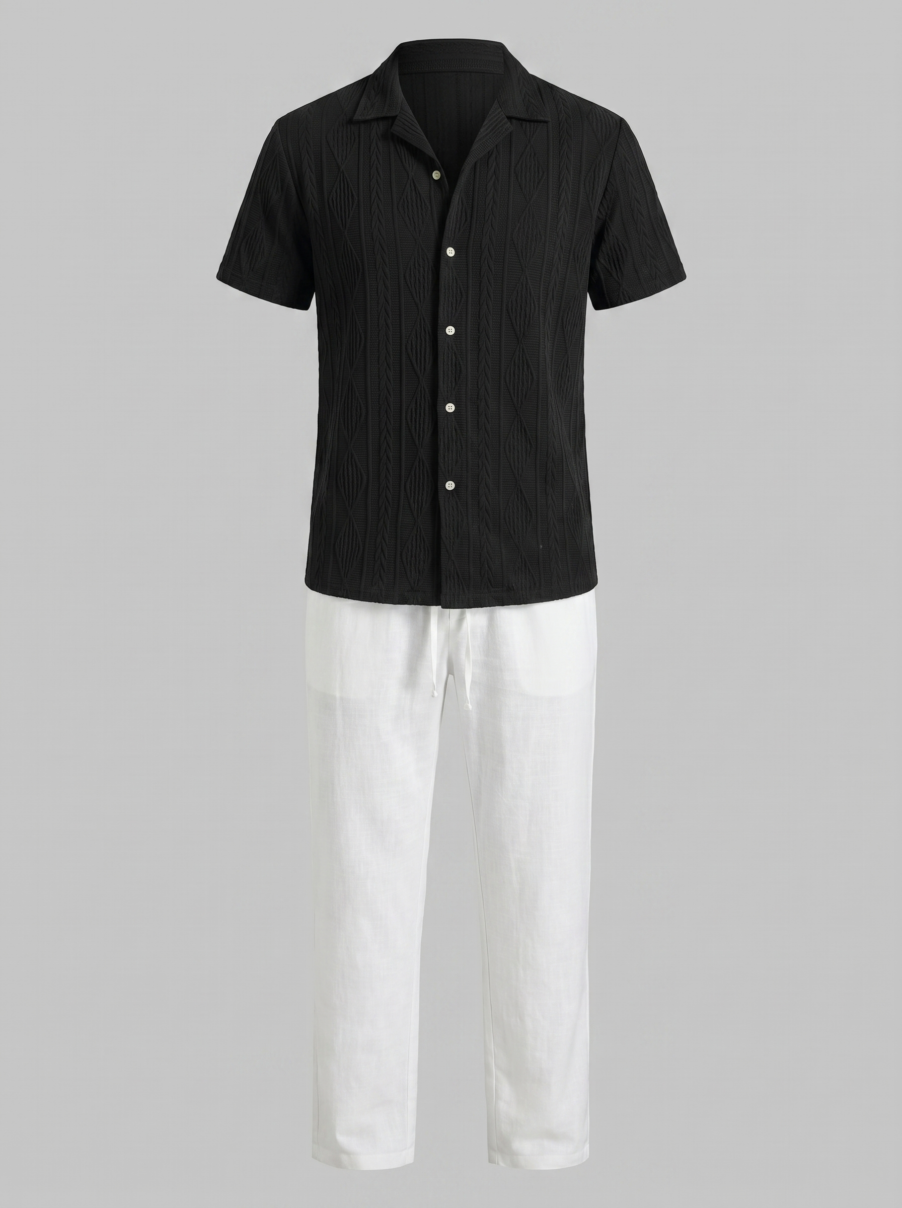 Herren Offenes Strickhemd Und Hose Set