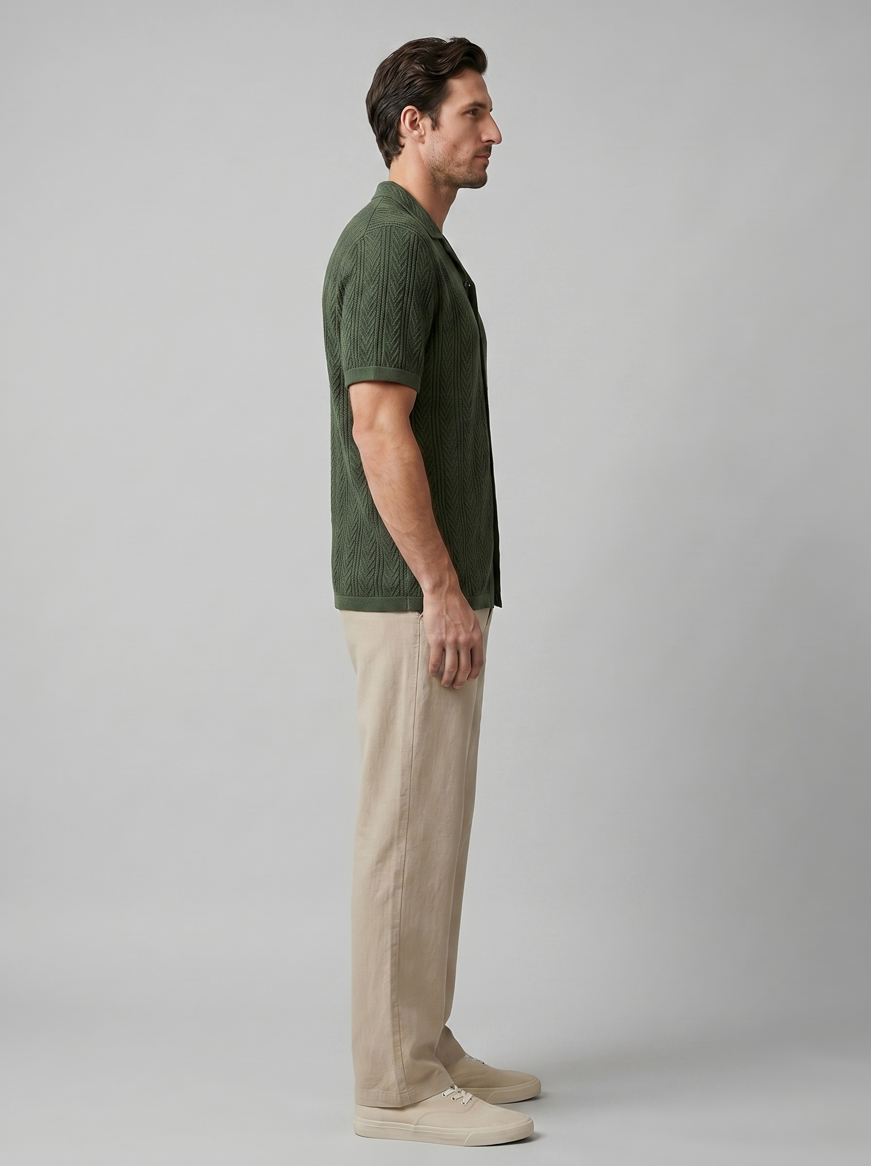 Herren Offenes Strickhemd Und Hose Set