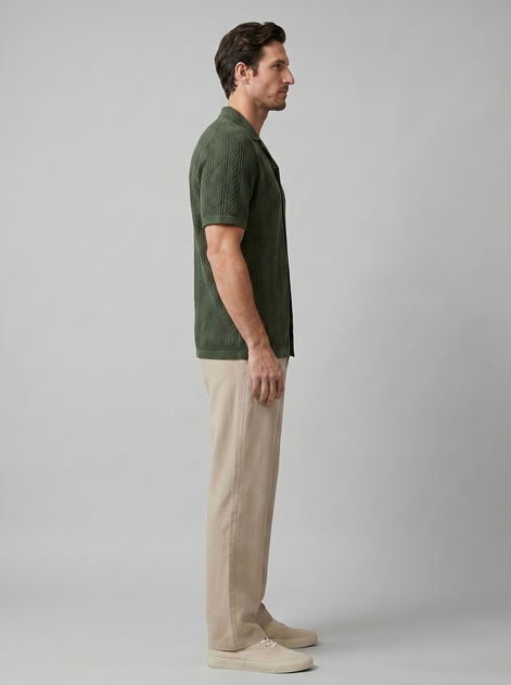 Herren Offenes Strickhemd Und Hose Set