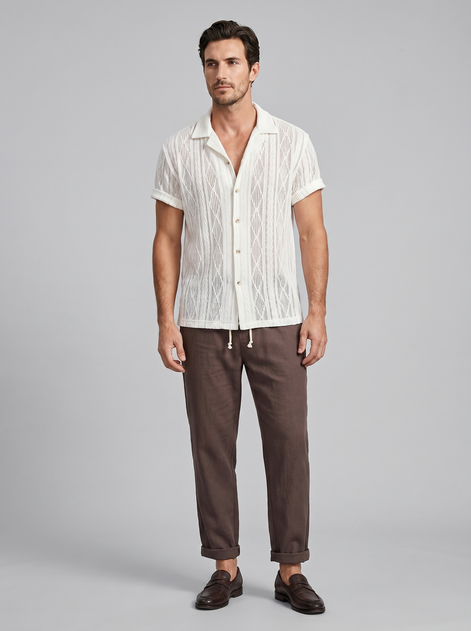 Herren Offenes Strickhemd Und Hose Set