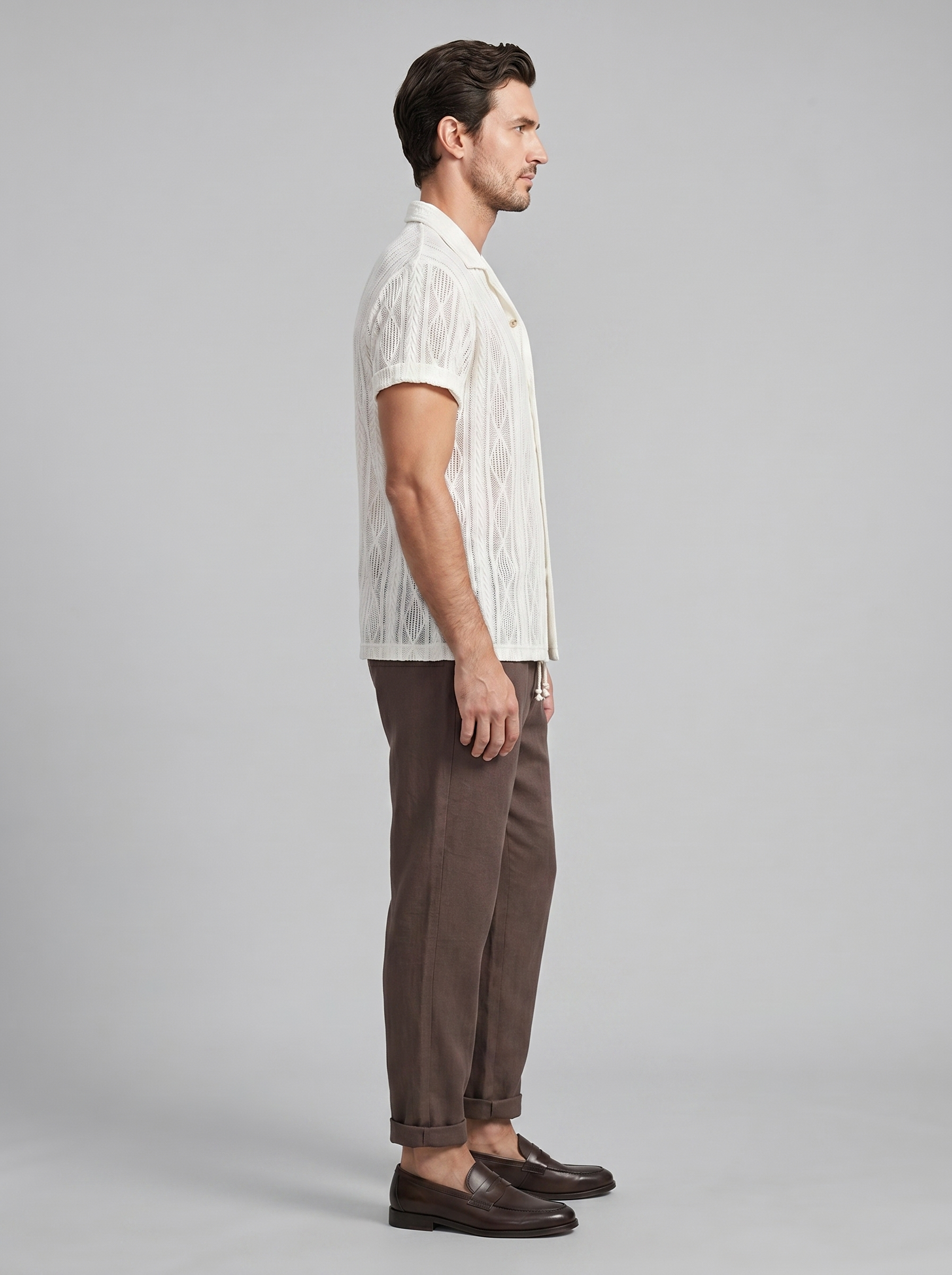 Herren Offenes Strickhemd Und Hose Set