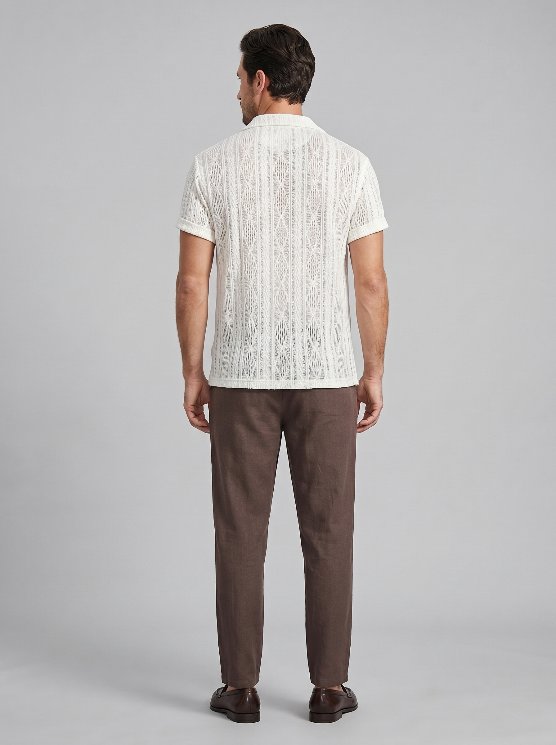 Herren Offenes Strickhemd Und Hose Set