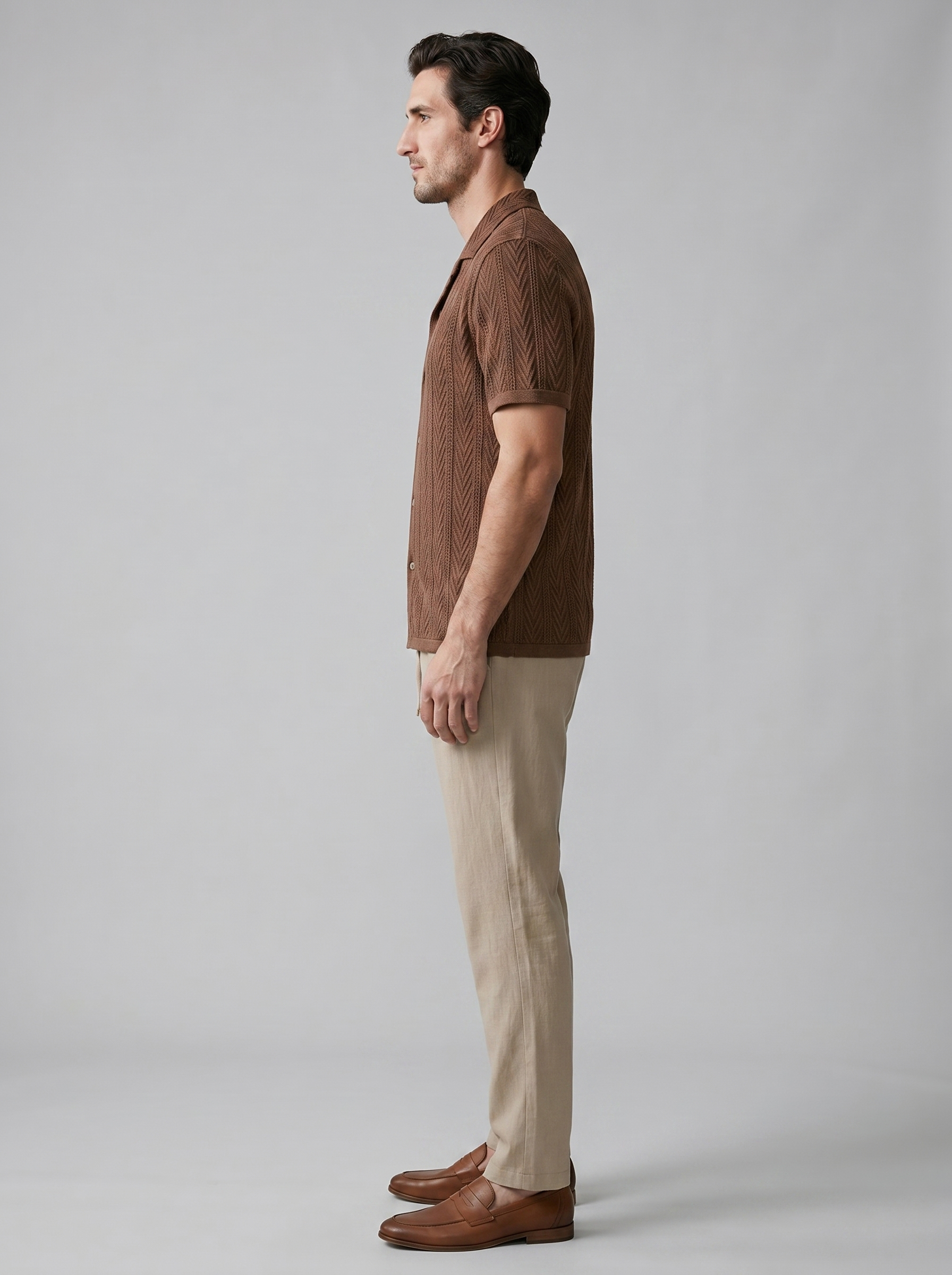 Herren Offenes Strickhemd Und Hose Set