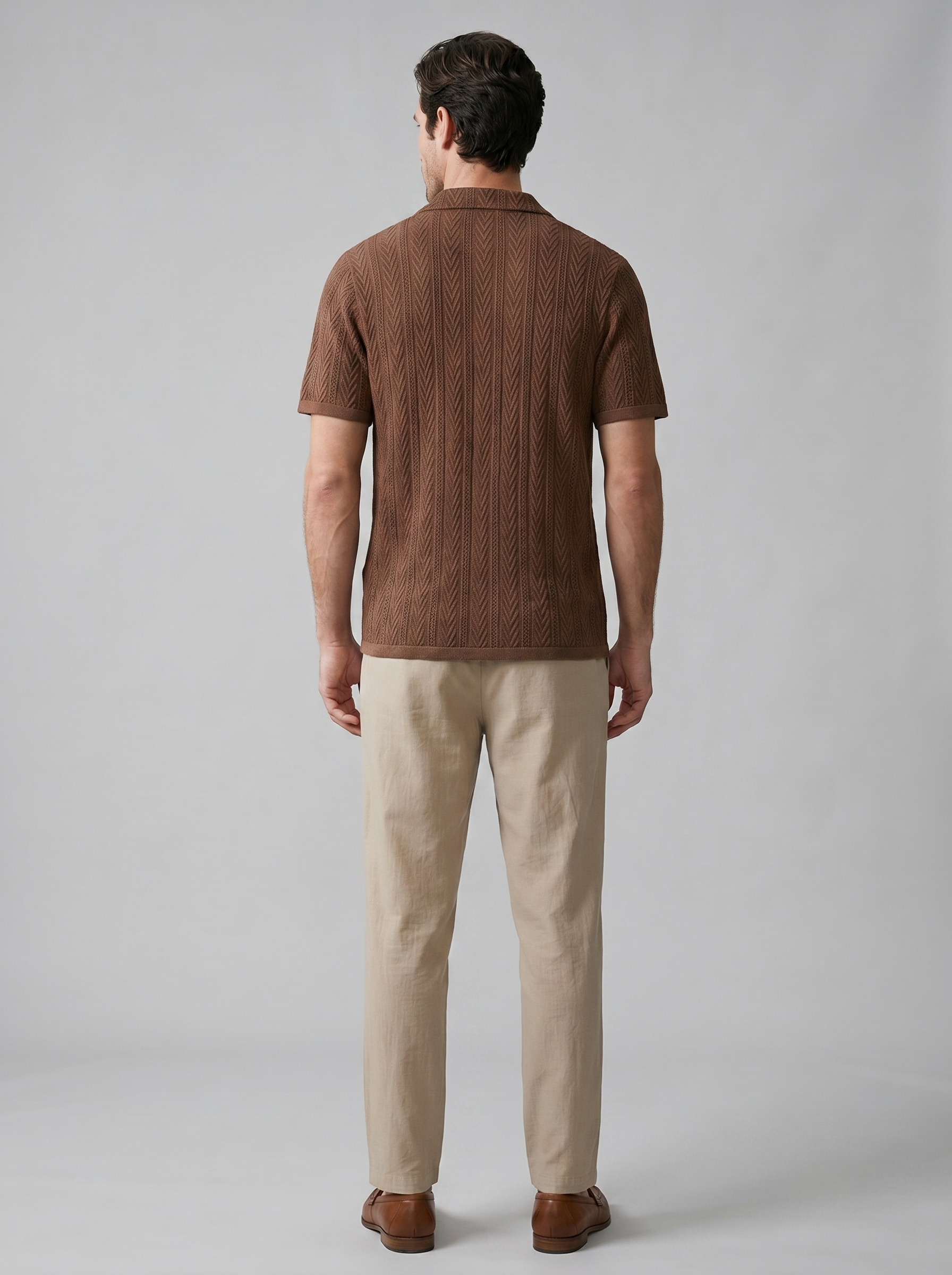 Herren Offenes Strickhemd Und Hose Set