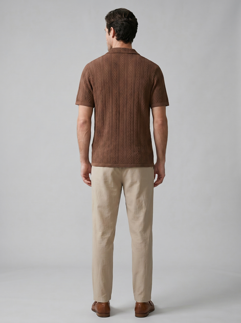 Herren Offenes Strickhemd Und Hose Set