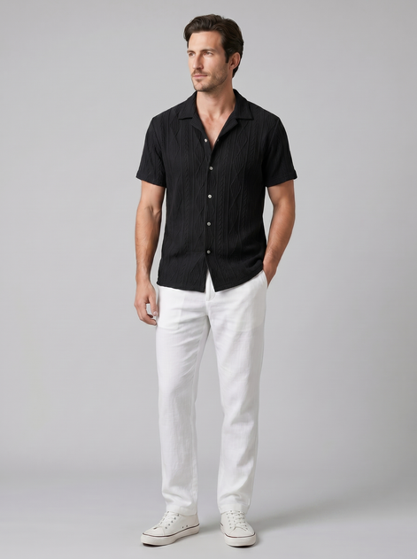 Herren Offenes Strickhemd Und Hose Set