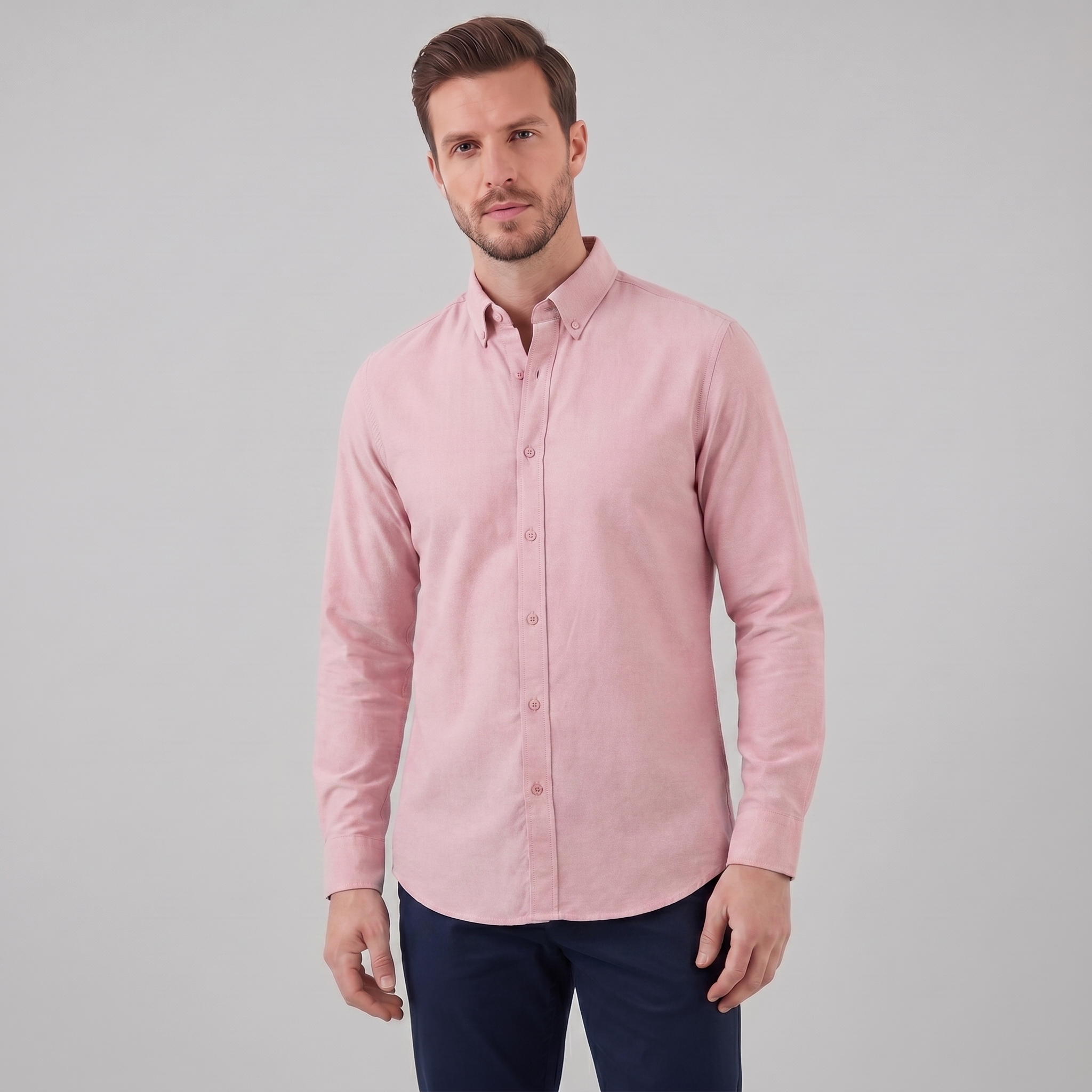 Herren Oxford Hemd Mit Button-Down Kragen