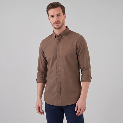 Herren Oxford Hemd Mit Button-Down Kragen