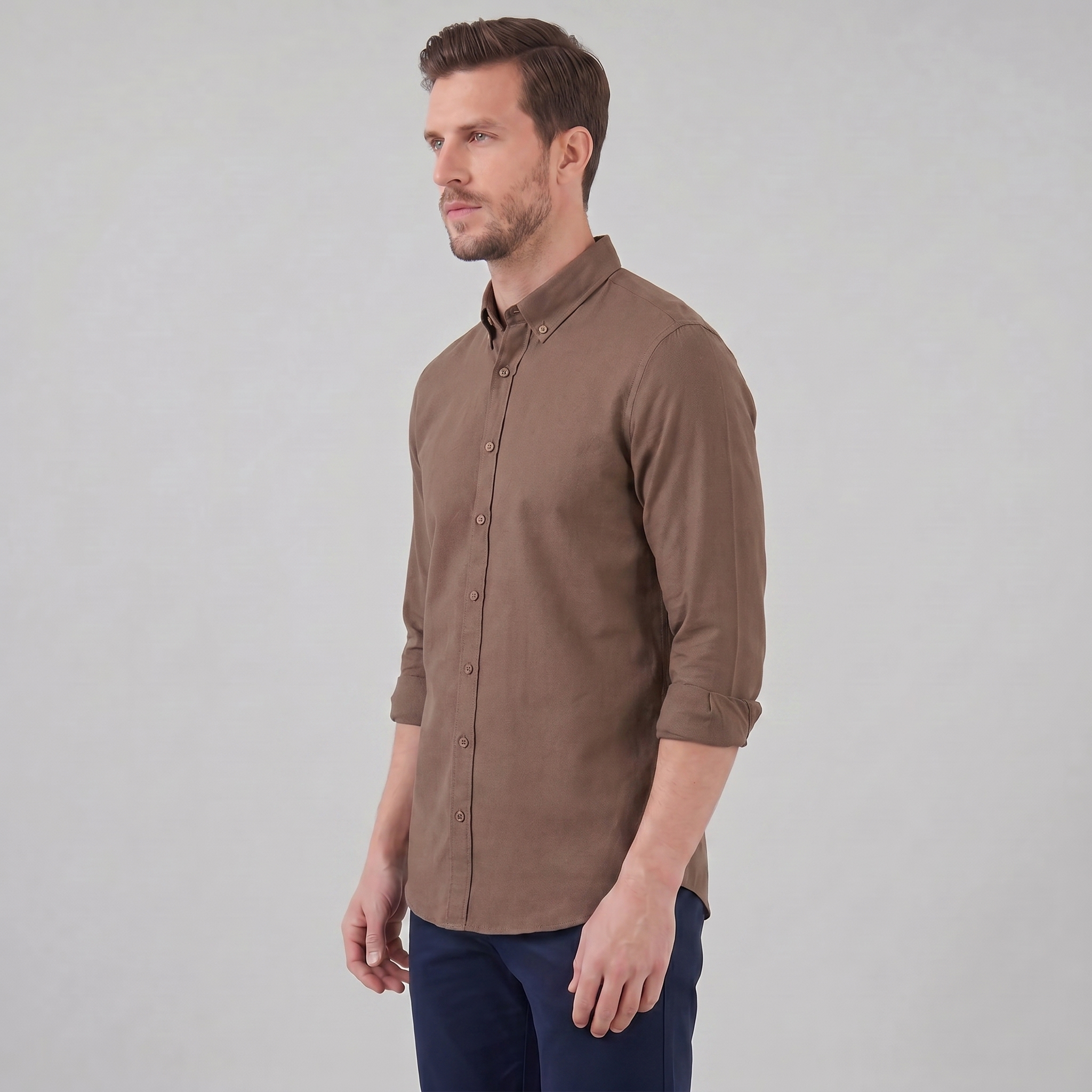 Herren Oxford Hemd Mit Button-Down Kragen