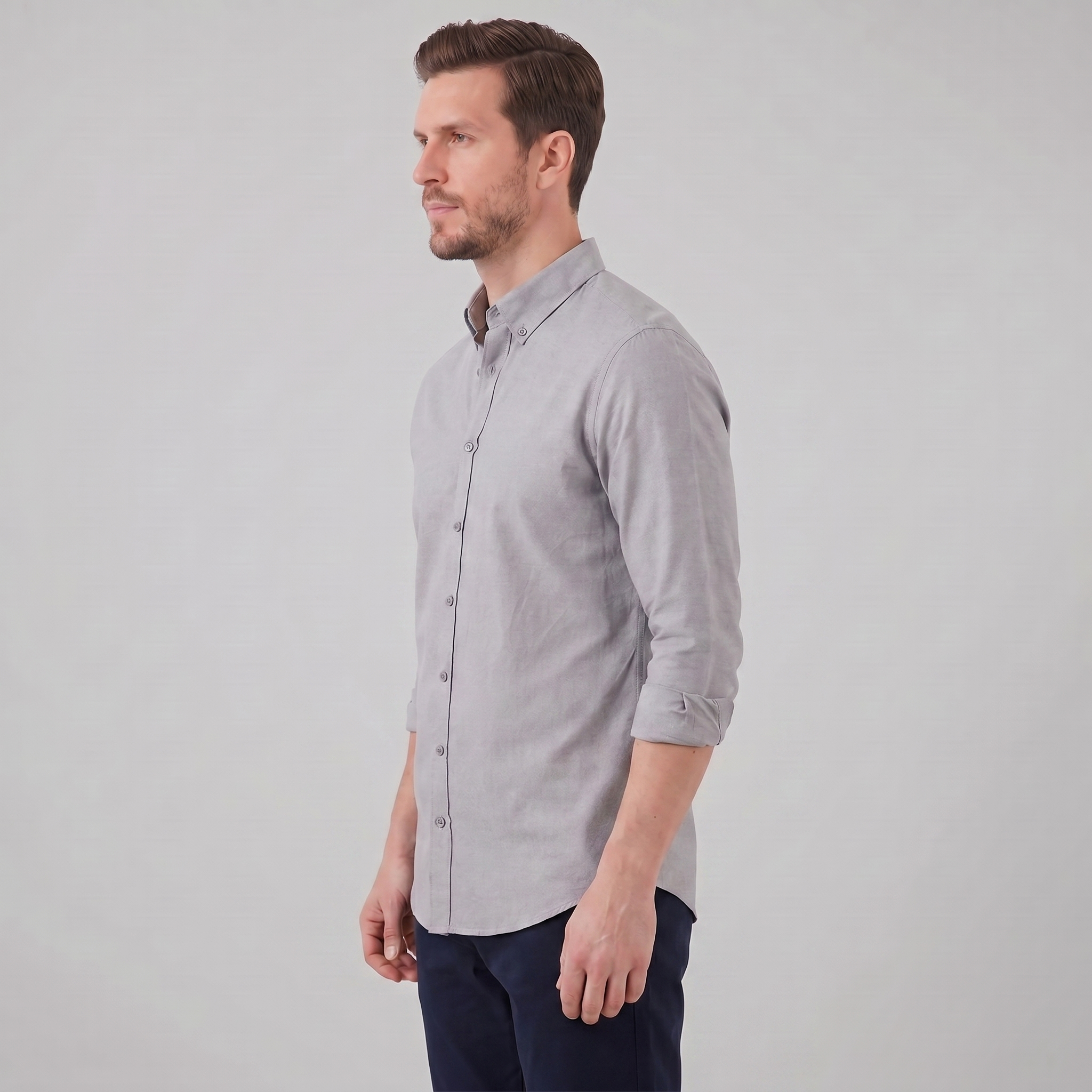 Herren Oxford Hemd Mit Button-Down Kragen