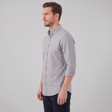 Herren Oxford Hemd Mit Button-Down Kragen
