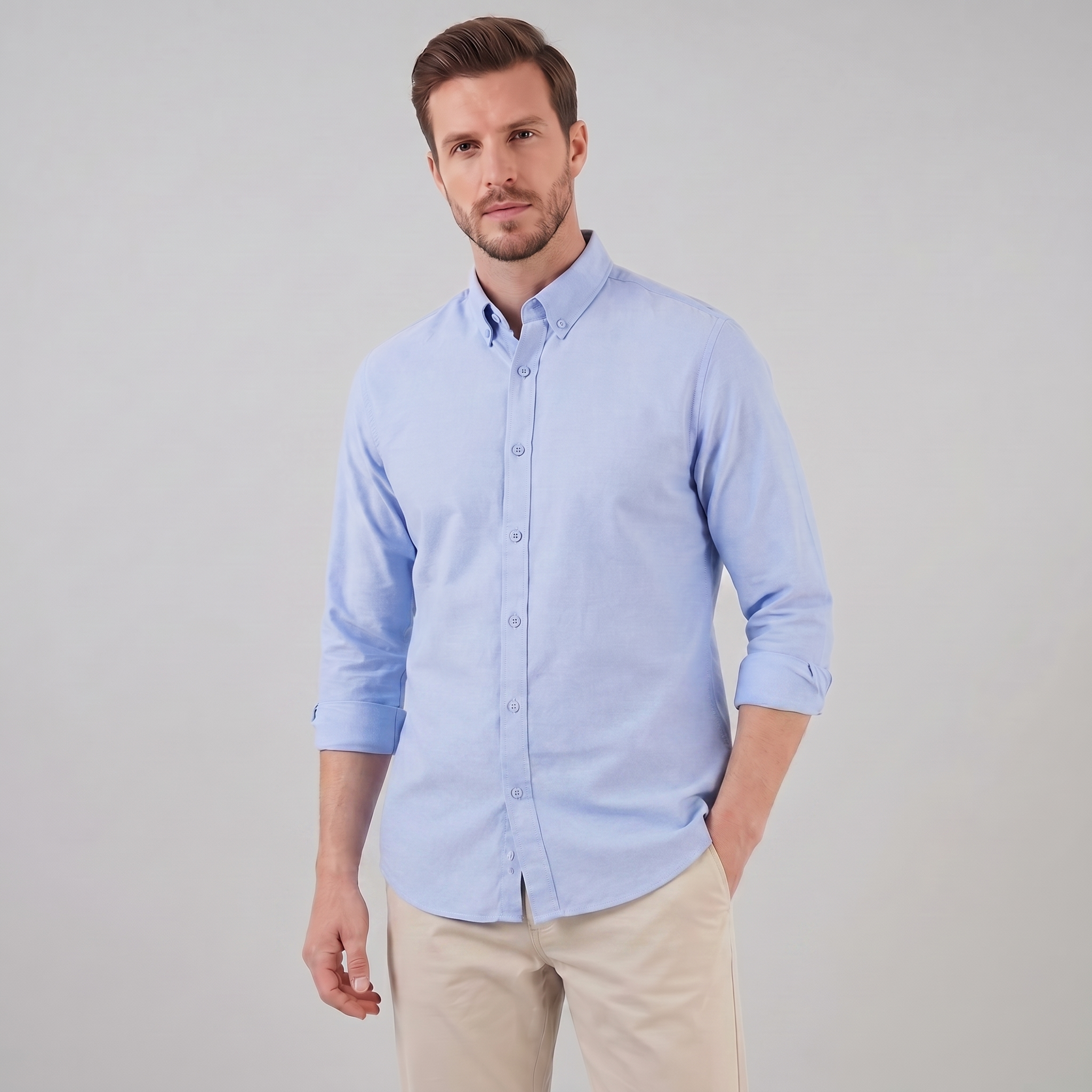 Herren Oxford Hemd Mit Button-Down Kragen