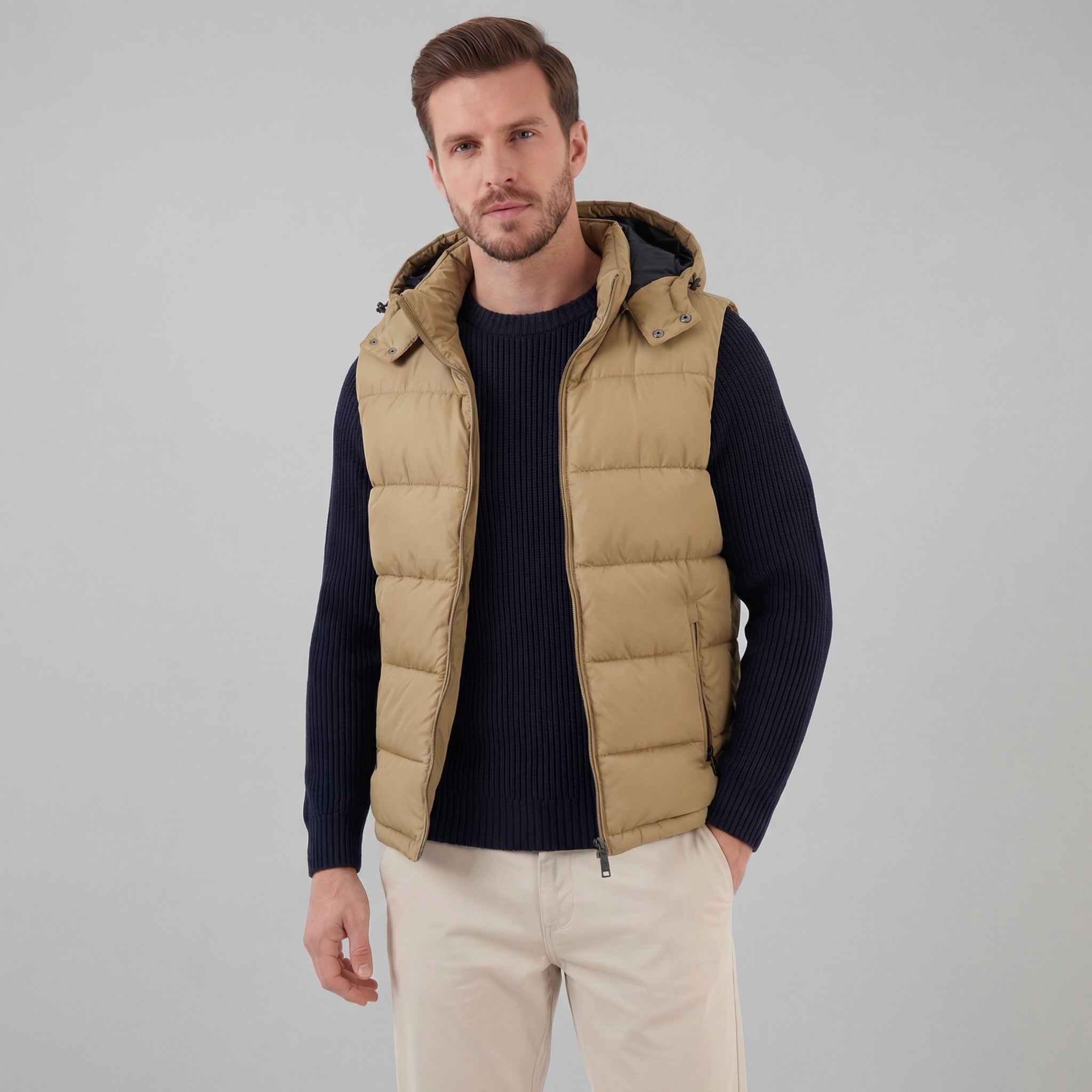 Herren Gepolsterte Bodywarmer Weste Mit Kapuze