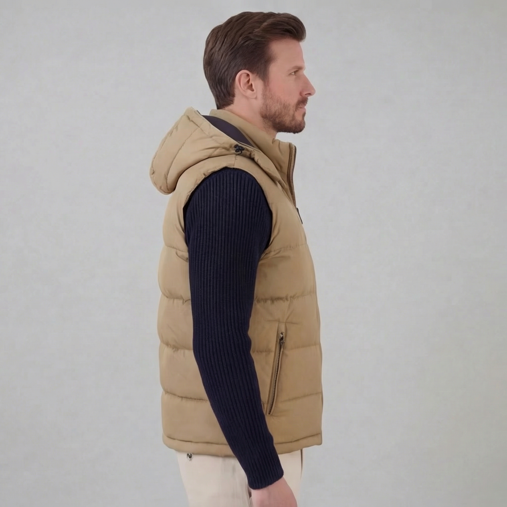 Herren Gepolsterte Bodywarmer Weste Mit Kapuze