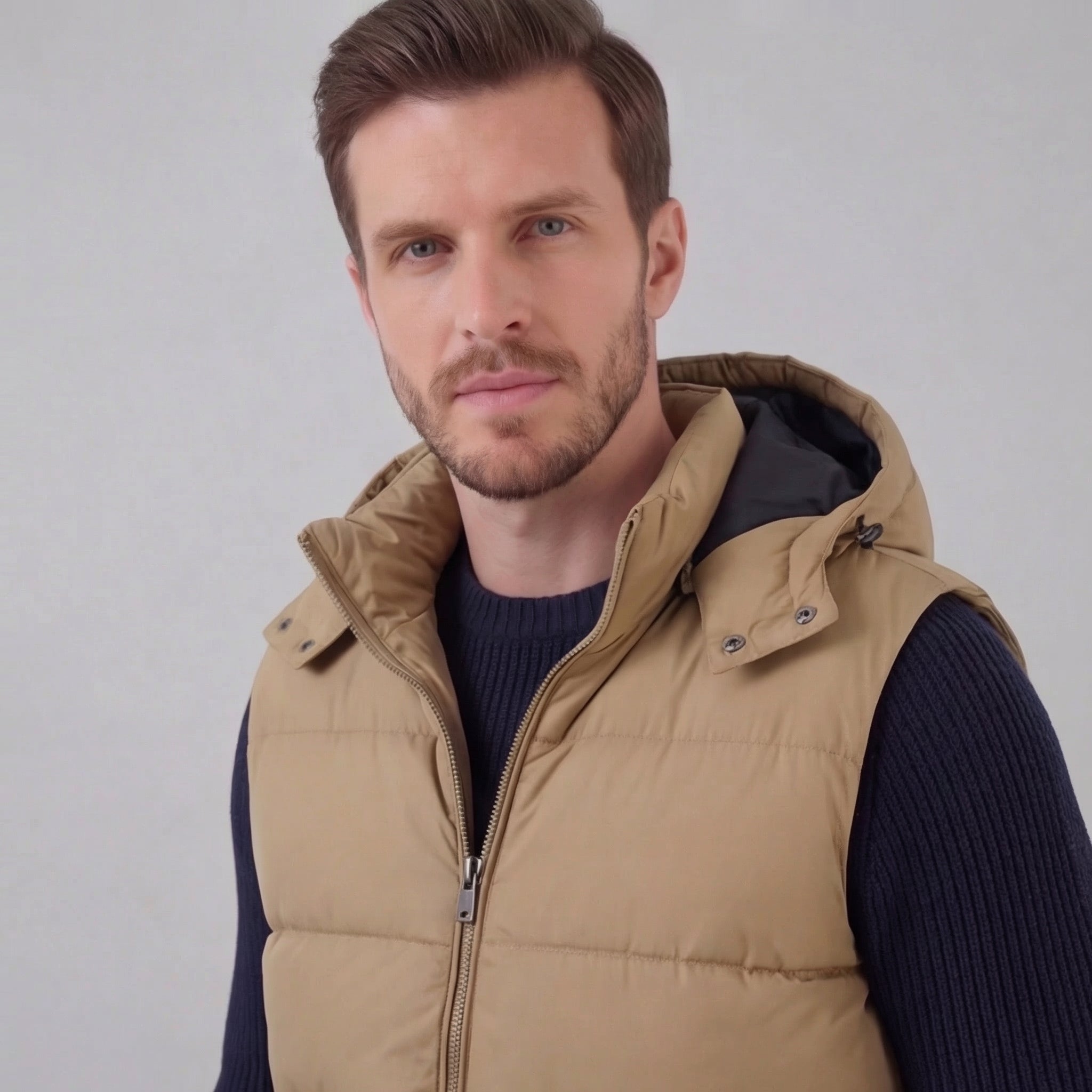 Herren Gepolsterte Bodywarmer Weste Mit Kapuze
