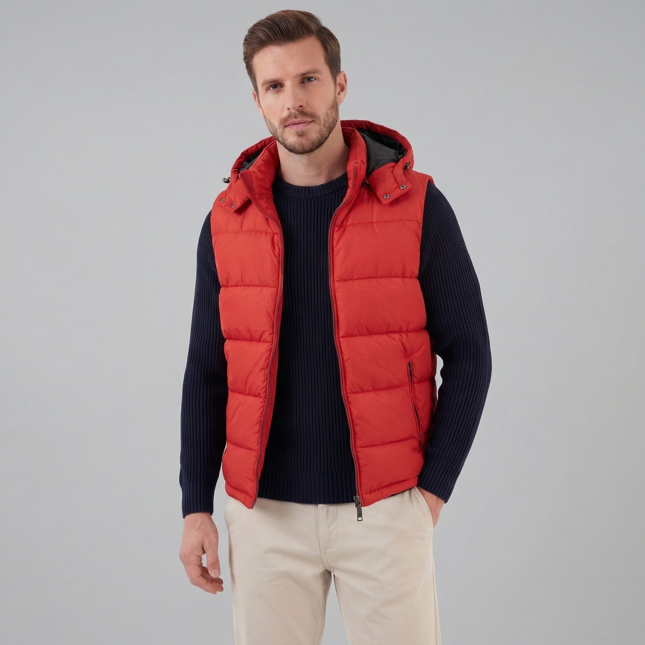 Herren Gepolsterte Bodywarmer Weste Mit Kapuze