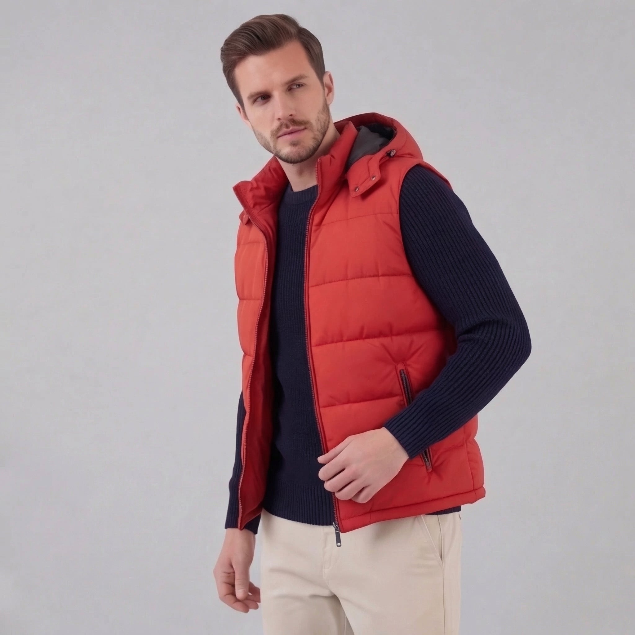 Herren Gepolsterte Bodywarmer Weste Mit Kapuze